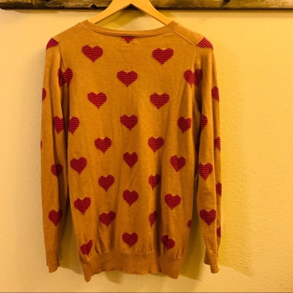 Heart Patterned Tan Sweater - Picture 2 of 5